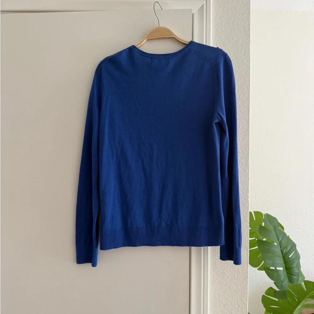Banana Republic Women’s Forever Sweater Blue Crewneck Long Sleeve Cardigan